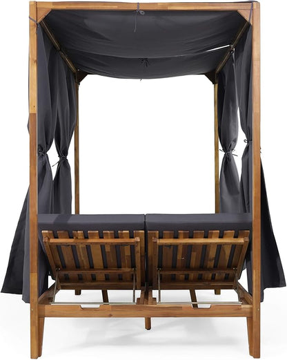 Christopher Knight Home Kinzie Outdoor DAYBED, Dark Grey + Teak Finish