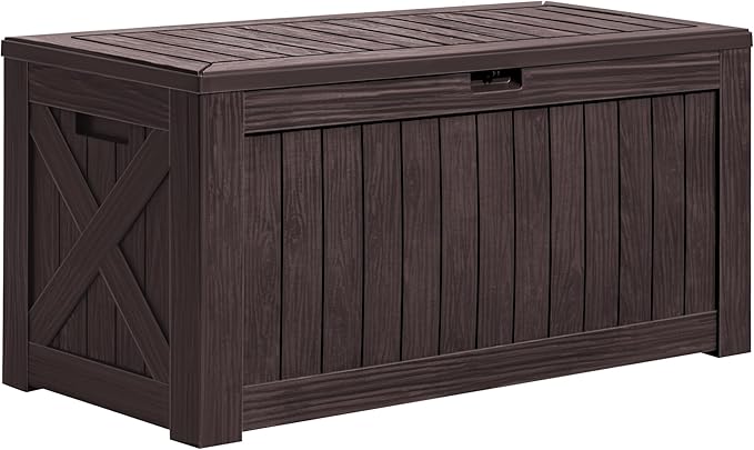 Greesum 120 Gallon Deck Box, Resin Outdoor Storage Container for Patio Furniture, Garden Tools, Pool Accessories - Photo 1