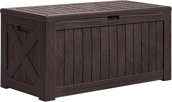 Greesum 120 Gallon Deck Box, Resin Outdoor Storage Container for Patio Furniture, Garden Tools, Pool Accessories - Photo 1