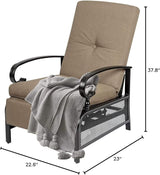 Oakcloud Adjustable Outdoor Lounge Chair Metal Patio Relaxing Recliner Chair with Removable Cushions(Brown) - Photo 9