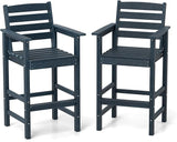 Tangkula Patio Adirondack Chairs Set of 2, HDPE Bar Height Chair with Wide Armrests & Footrest - Photo 1