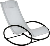 Outsunny Pool Lounger, Outdoor Rocking Lounge Chair for Sunbathing, Pool, Beach, Porch with Pillow and Cool Mesh - Photo 1