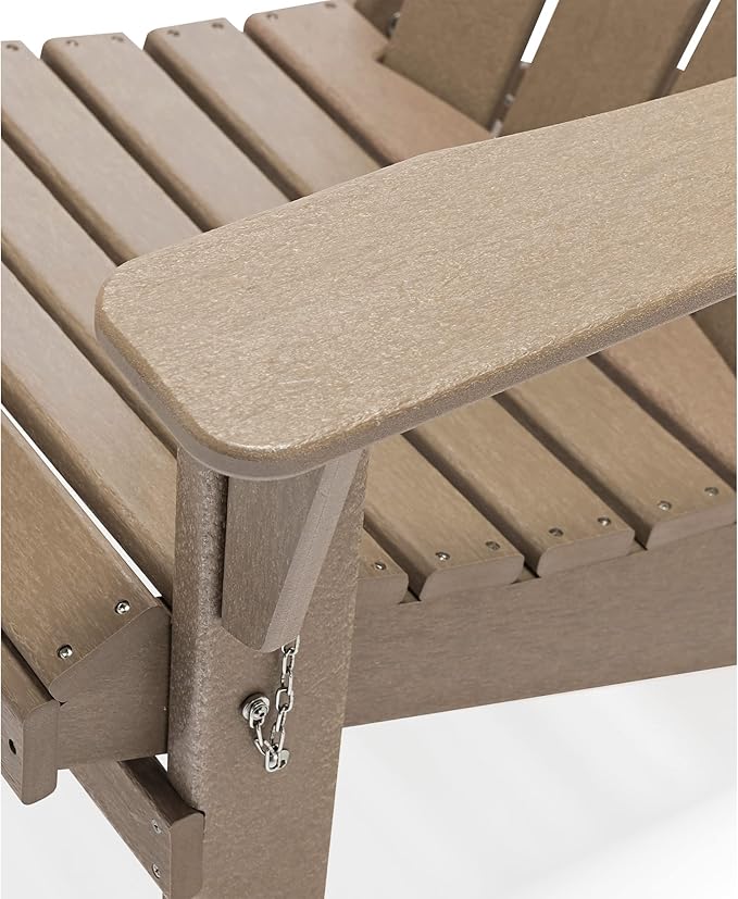 WO Home Furniture Adirondack Chairs Table Set of 3 PCS Outdoor Folding Chairs Coffee Table Weather/UV Resistant for Lawn - Photo 6