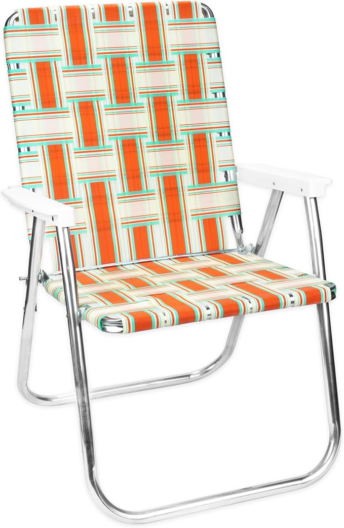 Lawn Chair USA Folding Aluminum Outdoor Patio Lawn Chair | Heavy-Duty Webbed Chairs for Camping, Sports, Beach, Yard & Tailgating | Lightweight Portable | Classic - Surfside