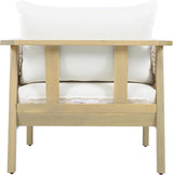 Merax Outdoor Acacia Wood Chair Set of 2 PE Wicker Club Chair Dining Chair with Waterproof Detachable Cushion - Photo 4