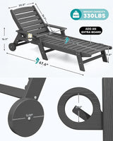 SERWALL Patio Chaise Lounge Chair Set of 4, 5 Positions Adjustable Poly Outdoor Lounger for Pool - Photo 2
