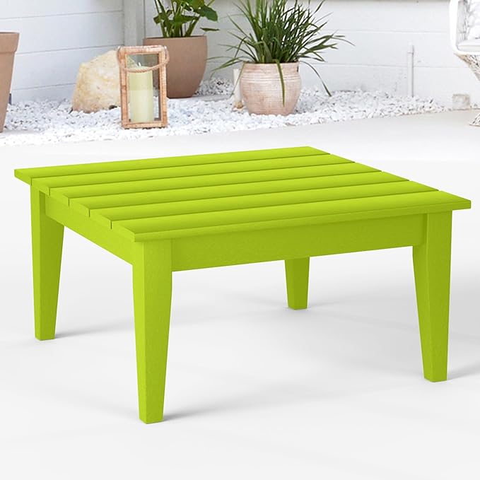 Costaelm Outdoor Side Tables for Patio, Small Patio Conversation Table Weather Resistant Coffee Table, Small Square Table Outdoor End Tables for Porch, Balcony, Poolside, Deck, Lime