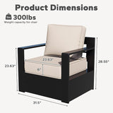Outdoor Aluminum Furniture, Patio Chairs with 6" Thick Removable Cushions, All-Weather Metal Frame - Photo 3