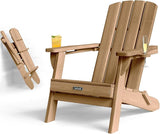 Folding Adirondack Chair with Wood Texture, HDPE All-Weather Fire Pit Chairs - Photo 7