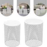 2PCS Outdoor Side Table, Heavy Duty Metal Frame Side Table Decorative Garden Stool Modern End Table Round Coffee Table - Photo 5