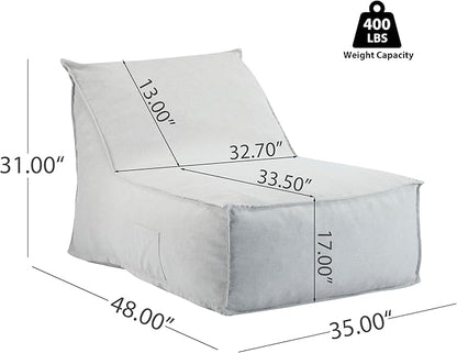 Christopher Knight Home Venny Bean Bag Chair, Fabric Bean Bag Chairs for Adults and Kids, Comfy Reading Chair, Lounge Sofa with Armrest, Indoor/Outdoor Spaces Memory Foam Bean Bag Chair, Light Gray