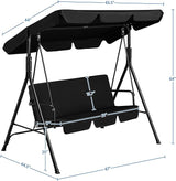 Yaheetech 3-Seat Patio Swing Chair, Outdoor Canopy Porch with Adjustable Canopy & Removable Cushion - Photo 6