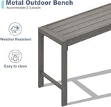 VICLLAX Outdoor Bench 51" Long Garden Bench Backless Porch Patio Bench Metal Park Bench, Grey - Photo 4