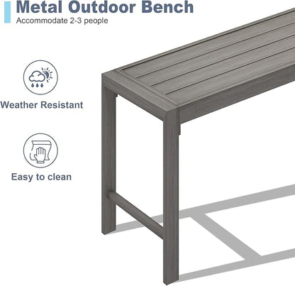 VICLLAX Outdoor Bench 51" Long Garden Bench Backless Porch Patio Bench Metal Park Bench, Grey