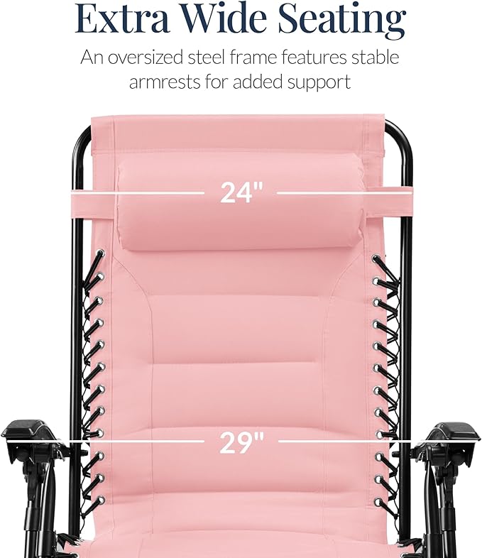 Best Choice Products Oversized Padded Zero Gravity Chair, Folding Outdoor Patio Recliner - Photo 3