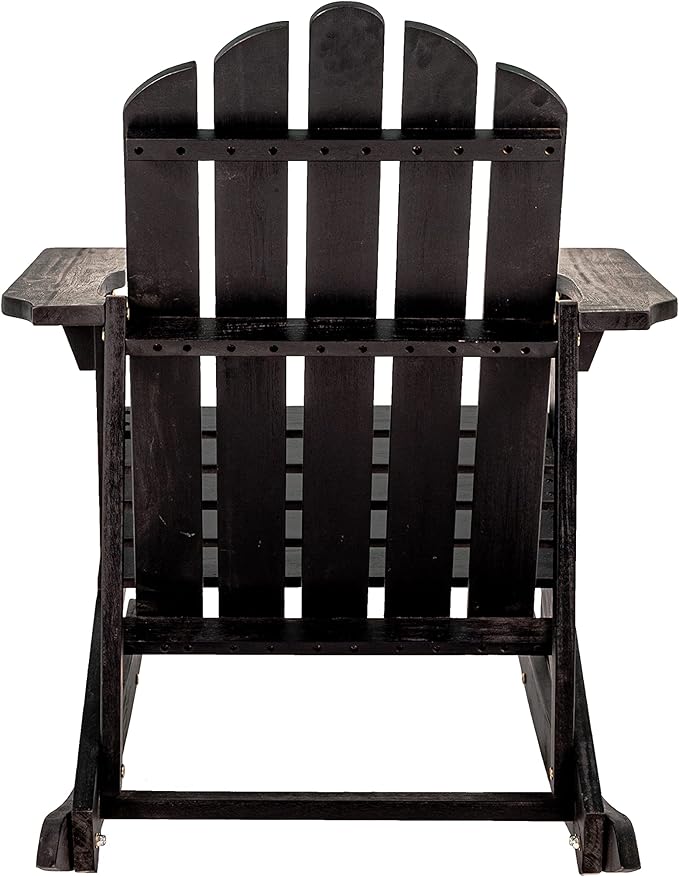 JONATHAN Y PAT1000D Kiawah Outdoor Patio Classic Acacia Wood Adirondack Rocking Chair for Garden, Lawn, Backyard, Pool, Deck, Beach, Firepit, Black