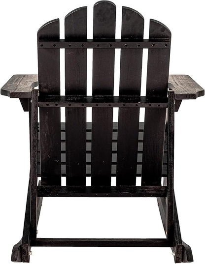 JONATHAN Y PAT1000D Kiawah Outdoor Patio Classic Acacia Wood Adirondack Rocking Chair for Garden, Lawn, Backyard, Pool, Deck, Beach, Firepit, Black