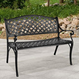 Outdoor Patio Garden Bench All-Weather Cast Aluminum Loveseats Park Yard Furniture Porch Chair Work Entryway Decor - Photo 1