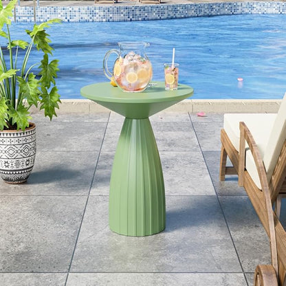 Round Small Patio Side Table Set of 2, Patio Accent End Table, Metal Steel Outdoor Side Table, for Garden, Pool, Yard, Balcony, Living Room, Deck, Weather Resistant, No Assembly