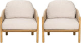 Christopher Knight Home Grotta Acacia Wood Patio Accent Chair Set of 2, Wooden Lounge Chair Outdoor - Photo 4