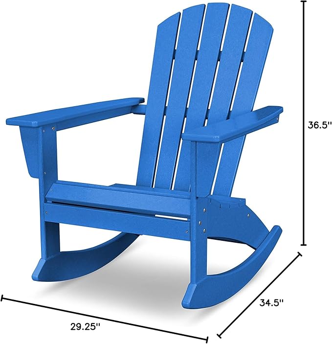 POLYWOOD® Nautical Adirondack Rocking Chair in Pacific Blue
