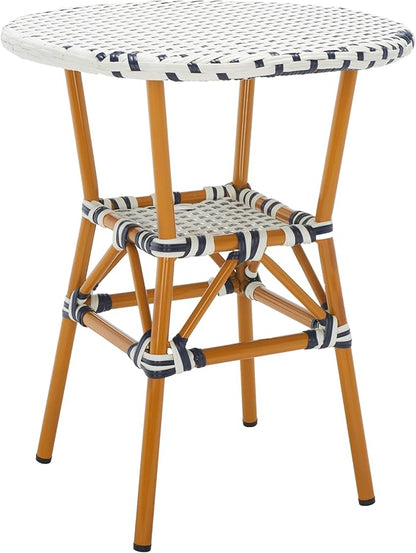 SAFAVIEH Outdoor Collection California White/Navy Bistro Table (Fully Assembled)