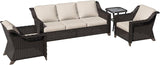 4 Pieces Patio Conversation Furniture Set - 1 Sofa, 2 Armchairs, 1 Side Table - Photo 6