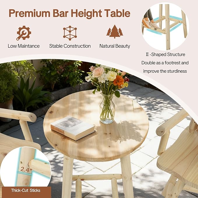 HOMEDIARY 3 Piece Outdoor Bar Set - Photo 9