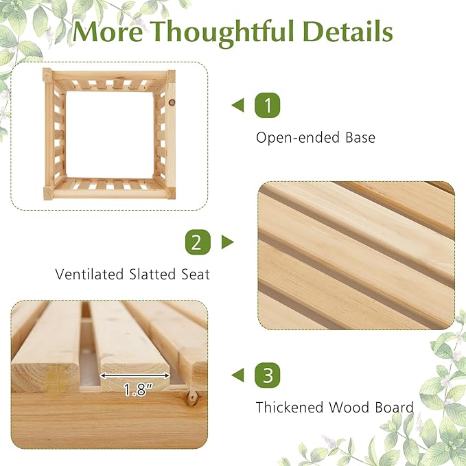 HAPPYGRILL Patio Wooden Bench with Planter, 2 Person Patio Bench with/ 2 Side Flower Box, Slot Design for Easy Assembly - Photo 7