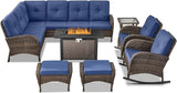 Belord 8 Pieces Patio Conversation Set with 43” Propane Fire Pit Table - Photo 1