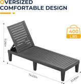 ROJIK Outdoor Chaise Lounge Chair Set of 2,with 5-Position Adjustable Backrest,Waterproof & Lightweight - Photo 3