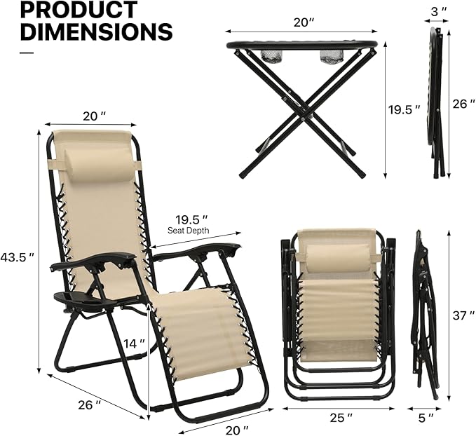 MoNiBloom 3 Pieces Cozy Lounge Chairs Table Set for Outside - Photo 3