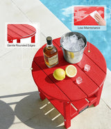 Outdoor Side Table Round - Patio Side Tables - HDPE Small Outdoor End Table for Backyard Pool Porch Balcony - Double - Photo 6