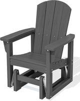 SERWALL Outdoor Glider Chair, HDPE Wood-Like Patio Glider Rocker All-Weather Porch Glider for Outside, Slate Gray - Photo 1