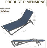 Kingdura Chaise Lounge Chairs Set for Pool, Aluminum Outdoor Lounge Chairs with 5 Positions Recliner - Photo 2