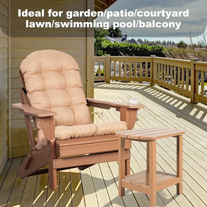 Adirondack Outdoor Side Table, 16.5” HDPE Small Patio Table with Storage Shelf, Weather Resistant End Table for Porch, Pool & Yard (Teak)