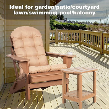 Adirondack Outdoor Side Table, 16.5” HDPE Small Patio Table with Storage Shelf, Weather Resistant End Table for Porch, Pool & Yard (Teak)