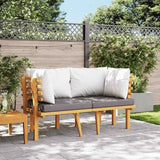 2-Seater Garden Sofa with Dark Grey and White Cushions, Solid Acacia Wood Frame, Rustic Outdoor Furniture for Patio - Photo 4