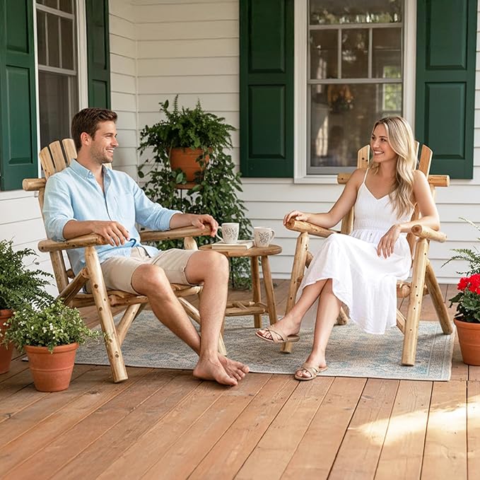 VINGLI Adirondack Chairs Set of 2, Solid Wood Adirondack Chair Fire Pit Chairs, Heavy Duty Backyard Seating Armchair Deck Garden Lawn (Light Carbonized, 2 PCS)