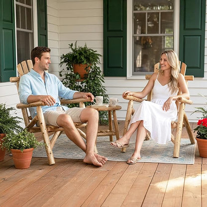 VINGLI Adirondack Chairs Set of 2, Solid Wood Adirondack Chair Fire Pit Chairs, Heavy Duty Backyard Seating Armchair Deck Garden Lawn (Light Carbonized, 2 PCS)