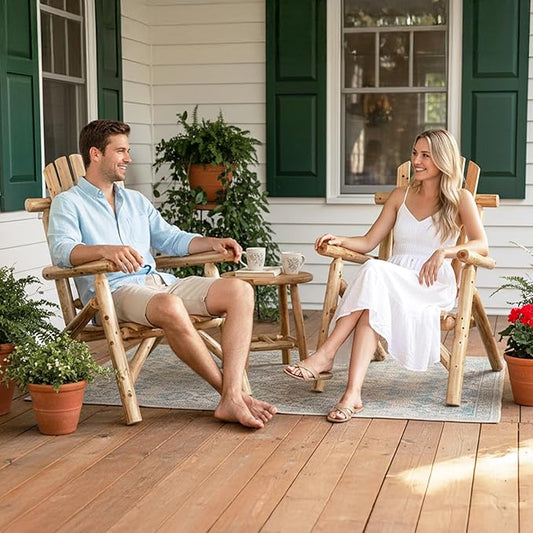 VINGLI Adirondack Chairs Set of 2, Solid Wood Adirondack Chair Fire Pit Chairs, Heavy Duty Backyard Seating Armchair Deck Garden Lawn (Light Carbonized, 2 PCS)