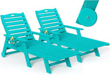 nalone Outdoor Chaise Lounge Chair Set of 2 with Wheels & Cup Holder - Photo 1