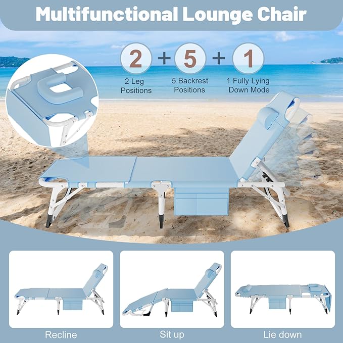 Slsy Folding Chaise Patio Lounge Chairs, Outdoor Reclining Patio Chairs - Photo 5