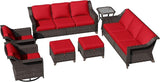 7 Pieces Patio Conversation Furniture Set - 2 Sofas, 2 Ottomans, 2 Swivel Chairs, 1 Side Table - Photo 7