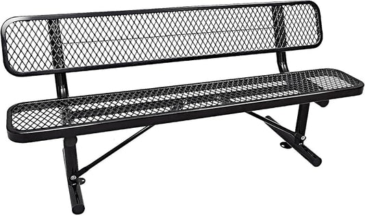 Ceridwen Outdoor Benches Heavy Duty Steel Frame Park Bench with Backrest Bench,Park Bench Steel Mesh Outdoor Bench for Garden,Weatherproof Outdoor Bench for Garden (Black, 6FT)
