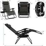 Tangkula Set of 2 Zero Gravity Chair, Folding Patio Lounge Chair Adjustable Outdoor Recliner with Cup Holder - Photo 3