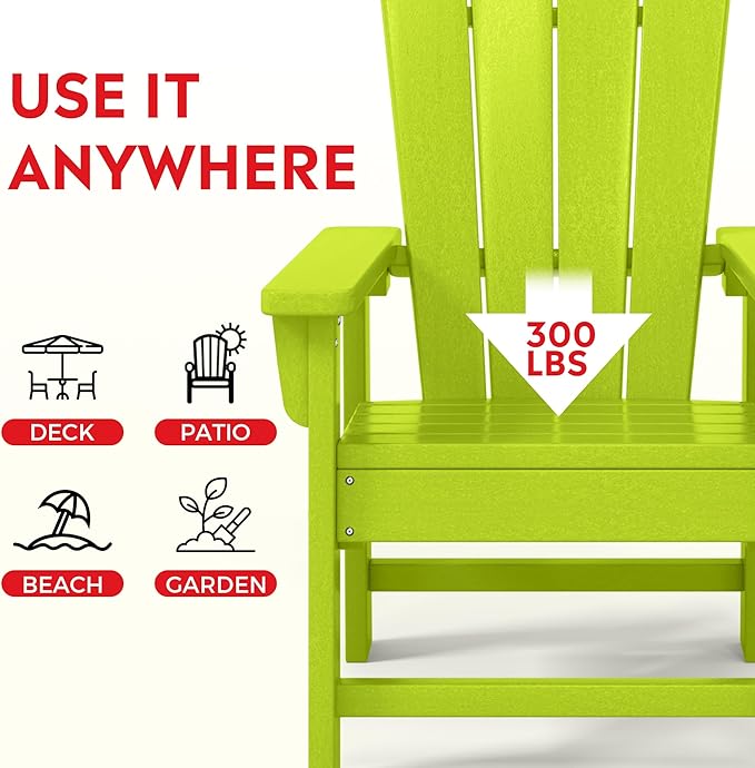 Costaelm Kids Lawn Chair, Toddler Outdoor Chair Kids Patio Furniture and Outdoor Children Picnic Activity Modern Adirondack Chairs for Garden, Patio, Backyard & Beach, Lime