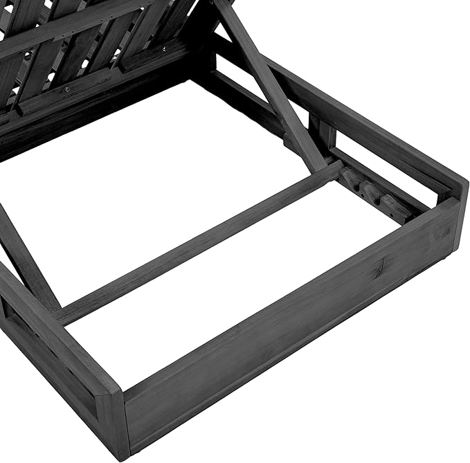 Christopher Knight Home Kayes Chaise Lounge Chair Outdoor, Acacia Wood Poolside Sun Lounger, 79'' Patio Recliner Chair, Adjustable Backrest Single Lounge Sofa for Garden Backyard, Black (Frame Only)