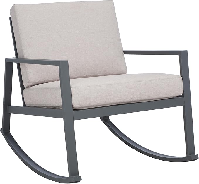 SAFAVIEH Outdoor Collection Cantor Grey/Light Grey Cushion Rocking Chair
