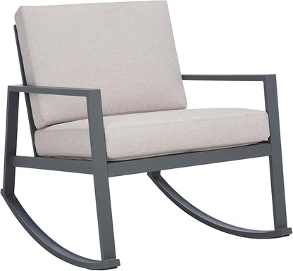 SAFAVIEH Outdoor Collection Cantor Grey/Light Grey Cushion Rocking Chair
